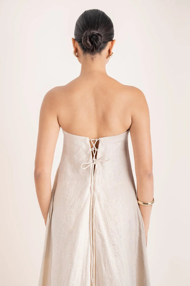 NAYA STRAPLESS DRESS BEIGE - STUDIO JO STORE